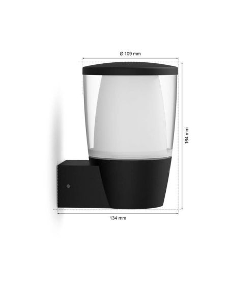 Aplique de exterior Inteligente Elpas a todo color, Wifi, IP44  Medidas