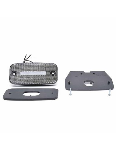 Luz de posição LED com refletor catadióptrico âmbar vermelho branco com 1 linha de LED efeito neon e com suporte de montagem