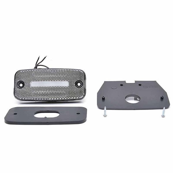 Luz de posição LED com refletor catadióptrico âmbar vermelho branco com 1 linha de LED efeito neon e com suporte de montagem