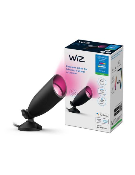 Focos de Suelo Exterior Inteligente con picas de tierra, Spotlight a todo color, Wifi, IP65, 12V - Kit de 2 focos y Extensión ca