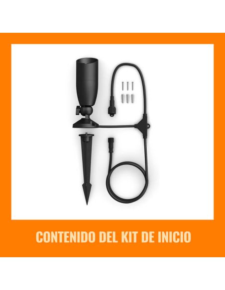 Focos de Suelo Exterior Inteligente con picas de tierra, Spotlight a todo color, Wifi, IP65, 12V - Kit de 2 focos y Extensión