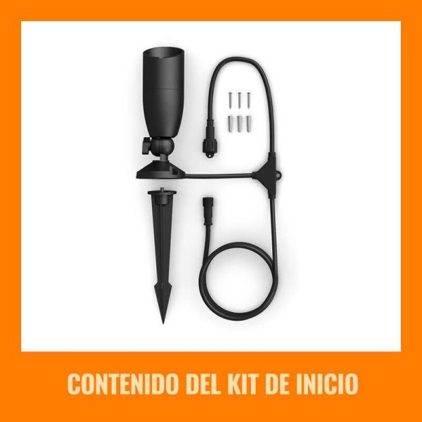 Focos de Suelo Exterior Inteligente con picas de tierra, Spotlight a todo color, Wifi, IP65, 12V - Kit de 2 focos y Extensión