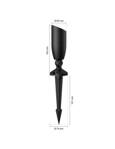 Focos de Suelo Exterior Inteligente con picas de tierra, Spotlight a todo color, Wifi, IP65, 12V medidas