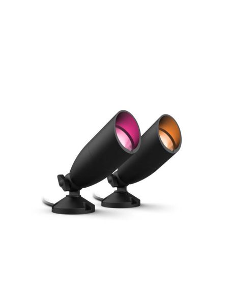 Spots de sol extérieurs intelligents avec piquets de sol, Spot Full Color, Wifi, IP65, 12V - Kit de 2 spots