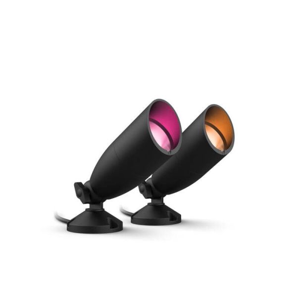 Spots de sol extérieurs intelligents avec piquets de sol, Spot Full Color, Wifi, IP65, 12V - Kit de 2 spots