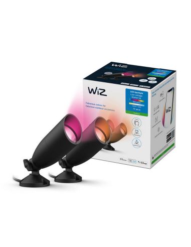 Projetores de piso externos inteligentes com pontas de aterramento, projetor colorido, Wi-Fi, IP65, 12V - Kit de 2 projetores de