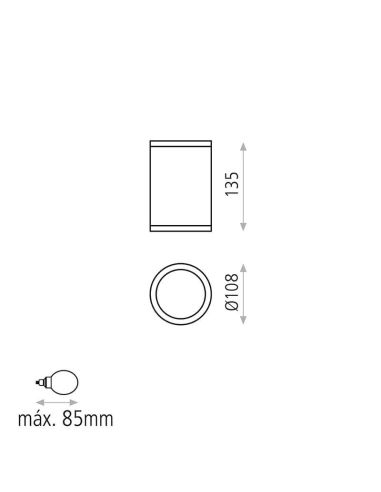Spot/plafonnier LED Nori texturé anthracite pour mesures extérieures E27 15W IP65