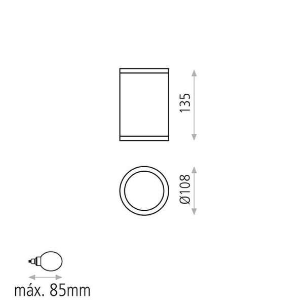 Spot/plafonnier LED Nori texturé anthracite pour mesures extérieures E27 15W IP65