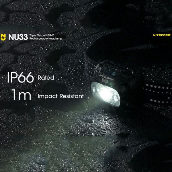 Linterna LED frontal recargable NU33 alcance