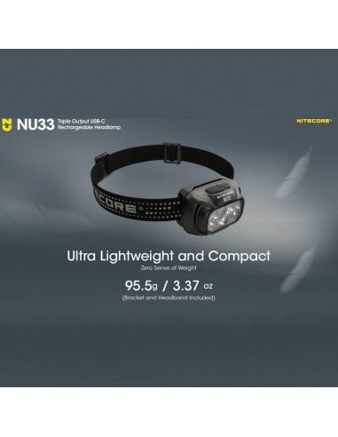 Linterna LED frontal recargable NU33 ultraligera y compacta