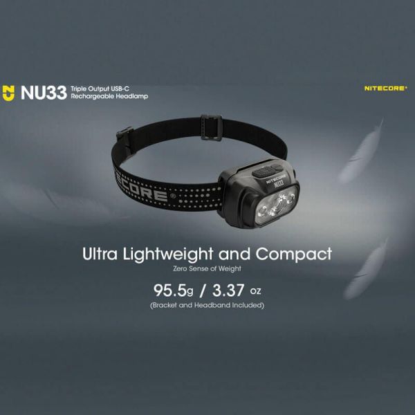 Lampe frontale LED rechargeable NU33 ultralégère et compacte