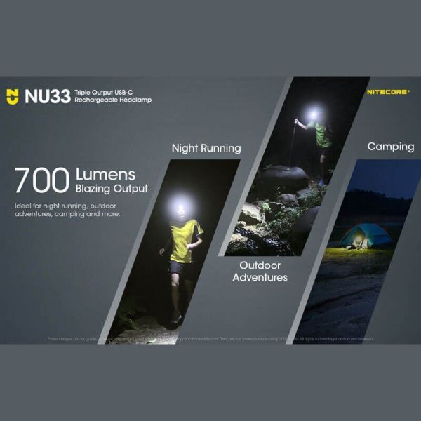 Linterna LED frontal recargable NU33 para actividades al aire libre