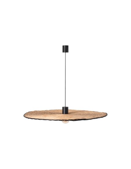 Lámpara colgante negra y de ratán Costas con forma de platillo ø1000 Faro Barcelona 68590-70 | LeonLeds