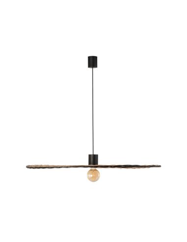 Lámpara colgante negra y de ratán Costas con forma de platillo ø1000 Faro Barcelona 68590-70 frontal | LeonLeds