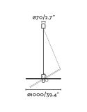 Lámpara colgante negra y de ratán Costas con forma de platillo ø1000 Faro Barcelona 68590-70 dimensiones| LeonLeds