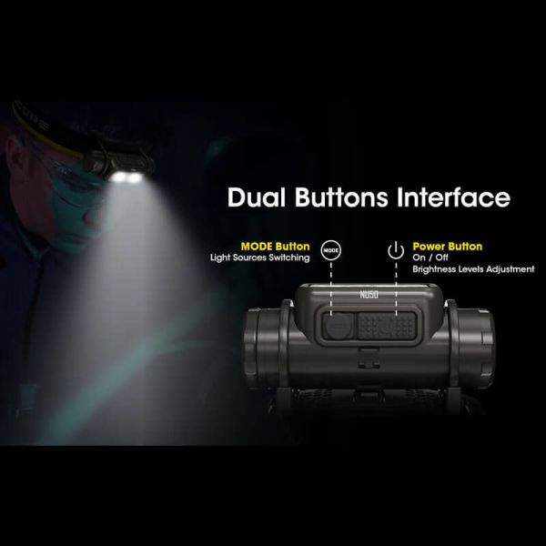 Linterna frontal recargable NU50 carga rápida USB-C 142m | LeonLeds