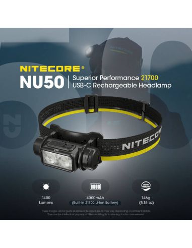 Farol recarregável NU50 de carregamento rápido USB-C 142m | LeonLeds