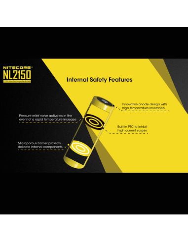 Batterie rechargeable Nitecore NL2150 5000 mAh 21700 | leonleds