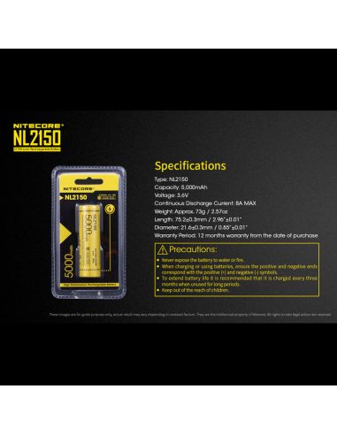 Bateria recargable Nitecore NL2150 5000mAh 21700 | LeonLeds