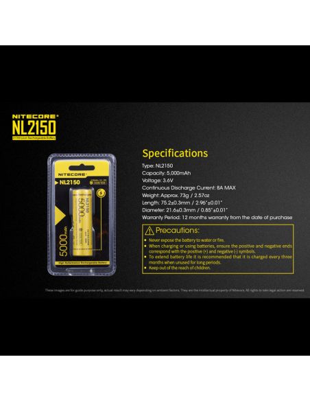 Nitecore NL2150 5000mAh 21700 Bateria recarregável | leonleds