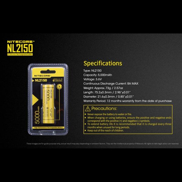 Nitecore NL2150 5000mAh 21700 Bateria recarregável | leonleds