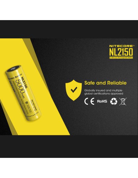 Nitecore NL2150 5000mAh 21700 Bateria recarregável | leonleds