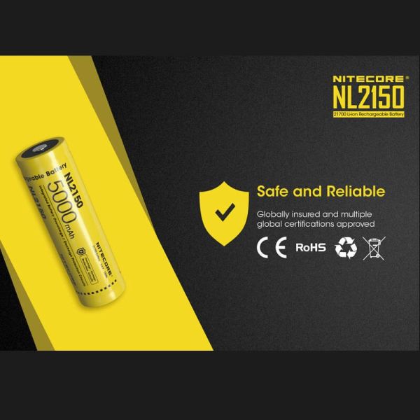 Batterie rechargeable Nitecore NL2150 5000 mAh 21700 | leonleds