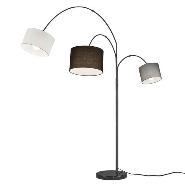 Lampadaire avec 3 abat-jour textile...