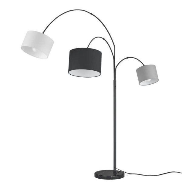 Lámpara de pie con 3 pantallas textiles Blanca, Gris, Negra Clark 401700317 | LeonLeds