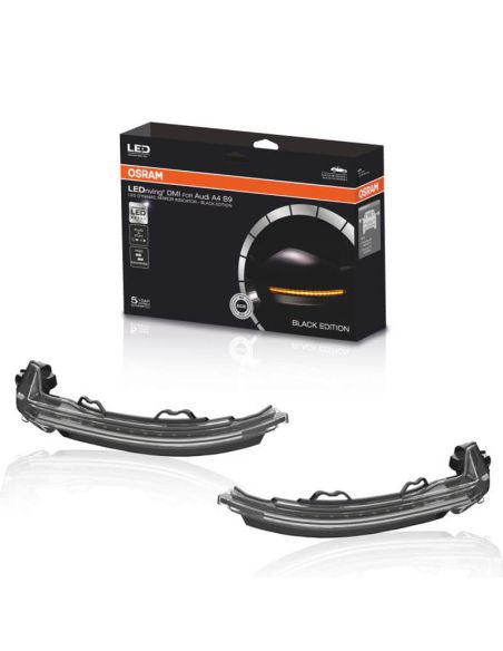 Clignotant dynamique LED Finition noire pour rétroviseur LEDriving LEDDMI 8W0 BK S Homologué Lot de 2. Audi A4 A5 Osram