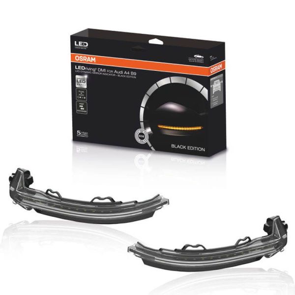 Clignotant dynamique LED Finition noire pour rétroviseur LEDriving LEDDMI 8W0 BK S Homologué Lot de 2. Audi A4 A5 Osram