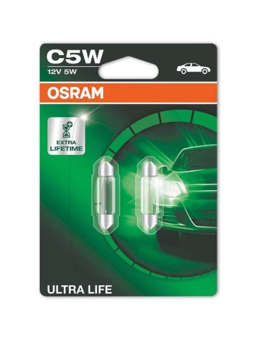 Bombilla Halogena C5W Ultra Life 12V 2 Unds. 6418ULT-02B 5W 35mm Osram | LeonLeds