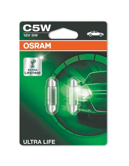 Bombilla Halogena C5W Ultra Life 12V 2 Unds. 6418ULT-02B 5W 35mm Osram | LeonLeds