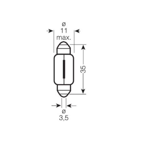 Bombilla Halogena C5W Ultra Life 12V 2 Unds. 6418ULT-02B 5W 35mm Osram | LeonLeds