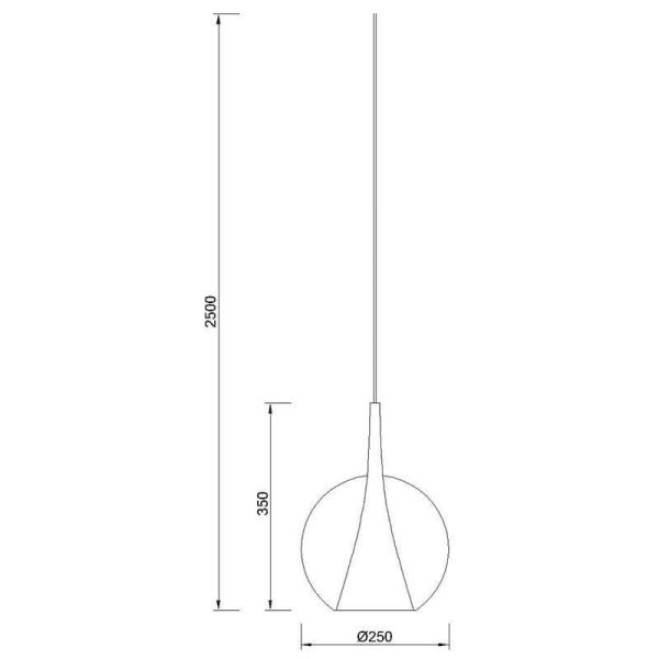 Suspension boule en verre sans rosace Elsa ø25cm E27 -Configurable- différentes mesures de finitions
