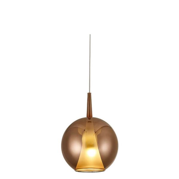 Lámpara Colgante de Bola de Cristal sin florón Elsa cobre  E27 -Configurable-
