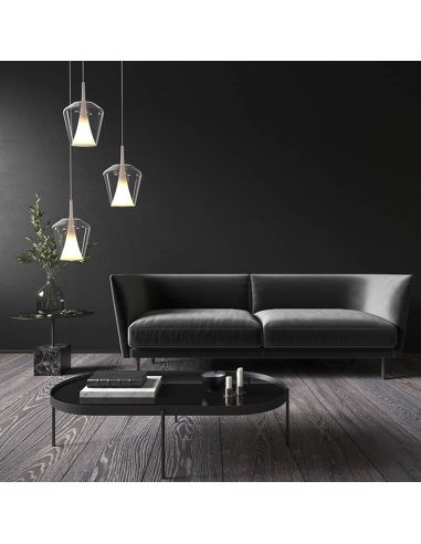 Bell Suspension Elsa verre sans rosace Ø22,5cm -Configurable- blanc ambiant