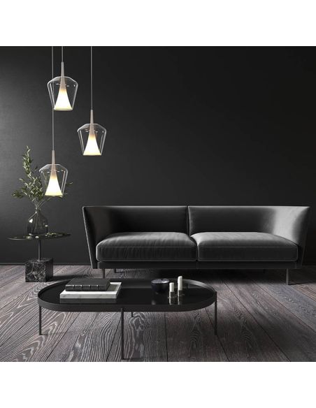 Lámpara Colgante de Campana Elsa cristal sin florón Ø22,5cm -Configurable- blanca ambiente