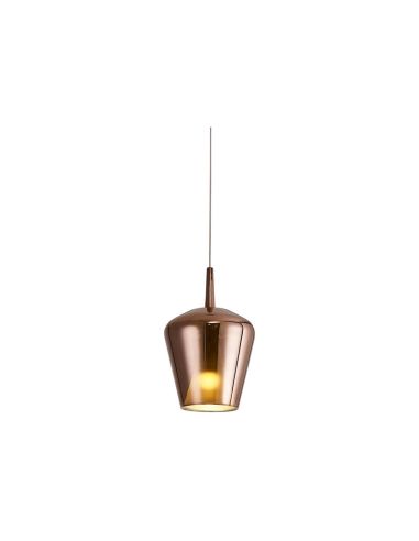 Candeeiro pendente de sino Vidro Elsa sem roseta Ø22,5cm -Configurável- cobre