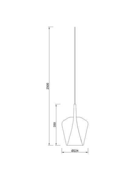 Lámpara Colgante de Campana Elsa cristal sin florón Ø22,5cm -Configurable- blanca, cobre, cromo, oro o bronce medidas