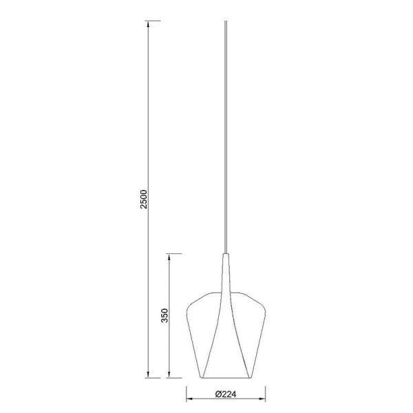 Lámpara Colgante de Campana Elsa cristal sin florón Ø22,5cm -Configurable- blanca, cobre, cromo, oro o bronce medidas