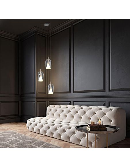 El Champ Luminária suspensa vidro sem teto roseta Elsa ø17cm -Configurável- ambiente transparente