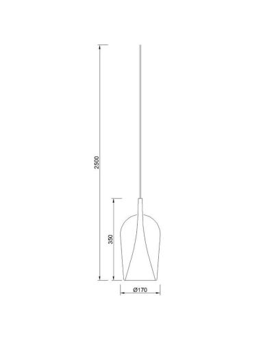 Candeeiro pendente El Champ vidro sem teto rosácea Elsa ø17cm -Configurável- medidas