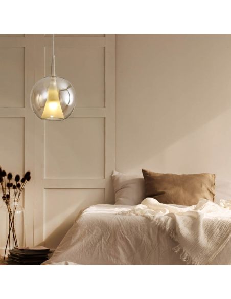 Suspension boule en verre Elsa dorée ø25 cm E27 Ambient