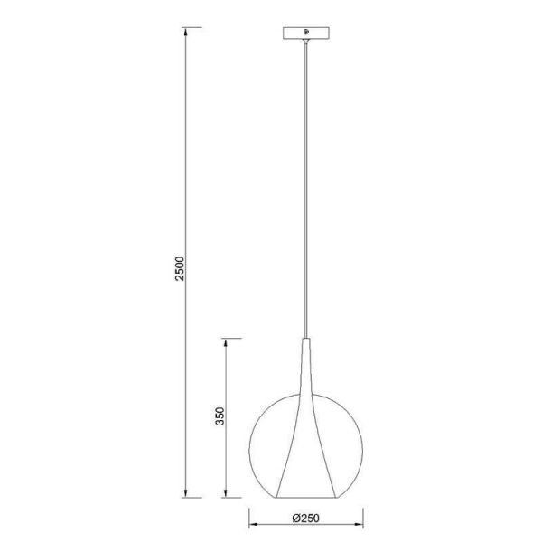 Luminária pendente Elsa Gold Glass Ball ø25cm E27 medidas