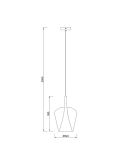 Lámpara Colgante de Campana cristal Elsa cromo Ø22,5cm medidas