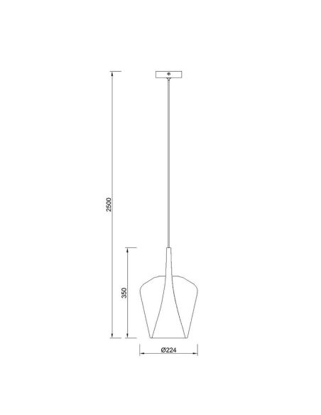 Lámpara Colgante de Campana cristal Elsa cromo Ø22,5cm medidas