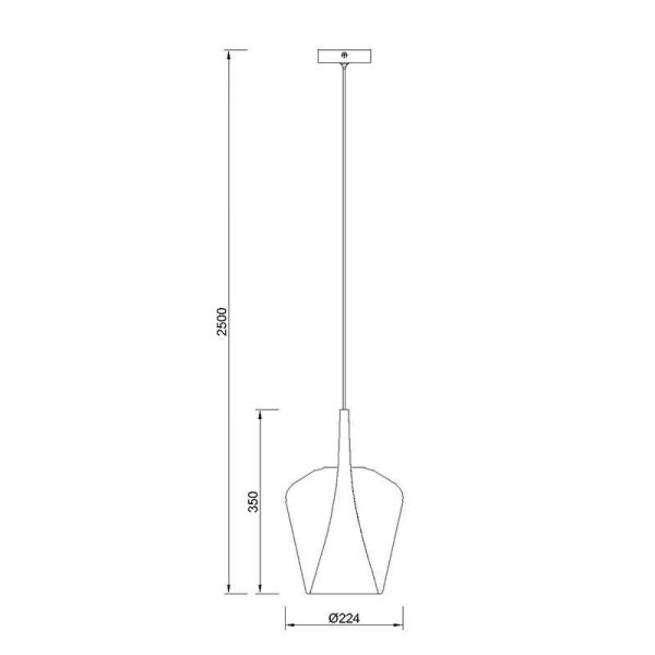 Lámpara Colgante de Campana cristal Elsa cromo Ø22,5cm medidas