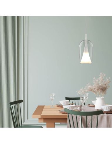 Lámpara Colgante de El Champ cristal Elsa blanco ø17cm  ambiente