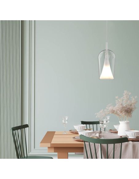 Lámpara Colgante de El Champ cristal Elsa blanco ø17cm  ambiente